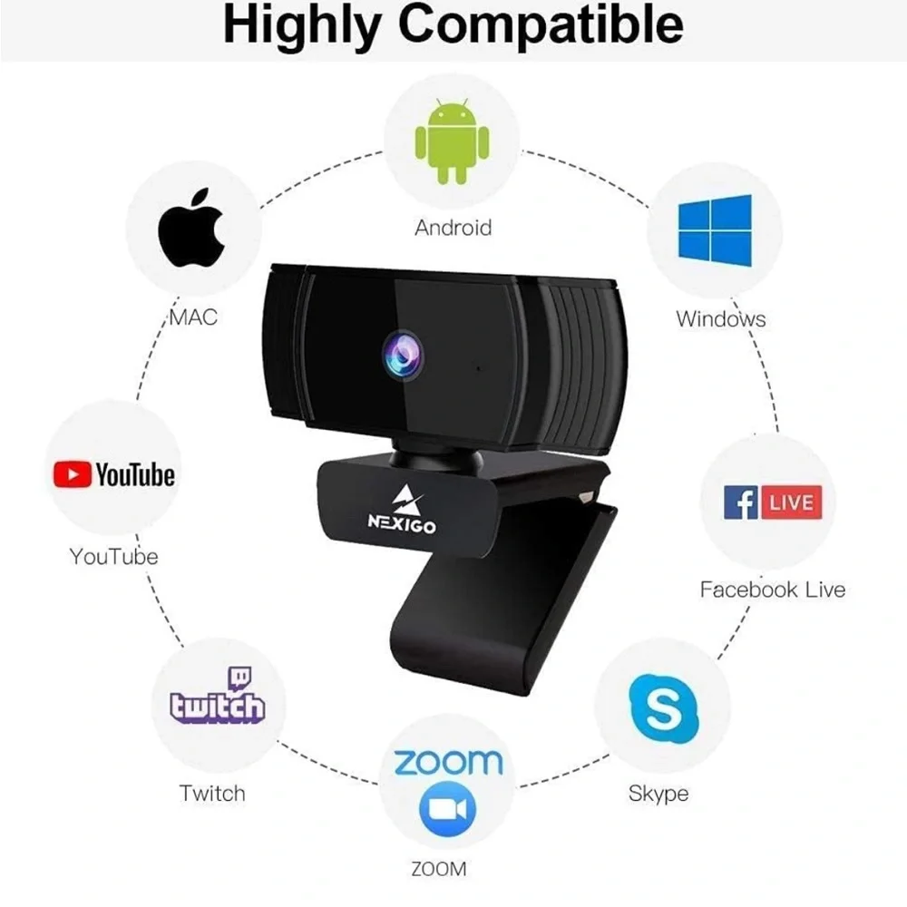 NexiGo N930AF Webcam‎ with Microphone for Desktop/Laptop, Autofocus,1080p HD USB